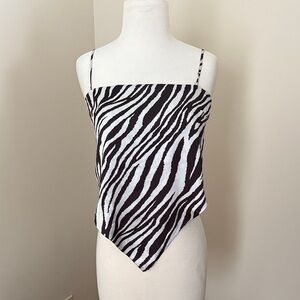 Beach Cult Zebra Print Camisole Bandana Top Tie Back Size 0S